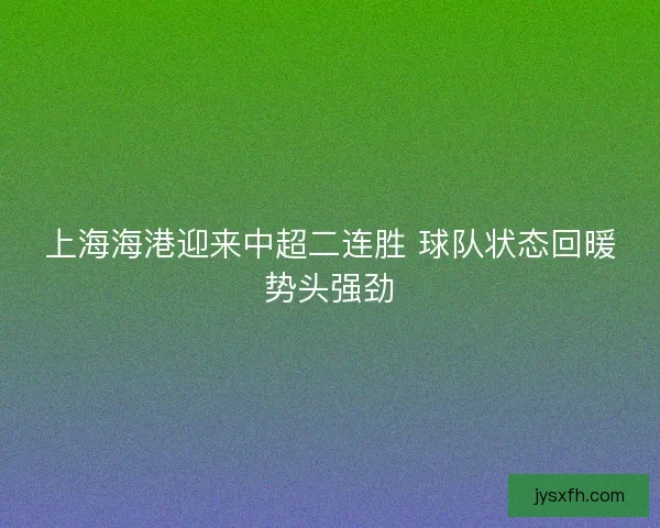 上海海港迎来中超二连胜 球队状态回暖势头强劲